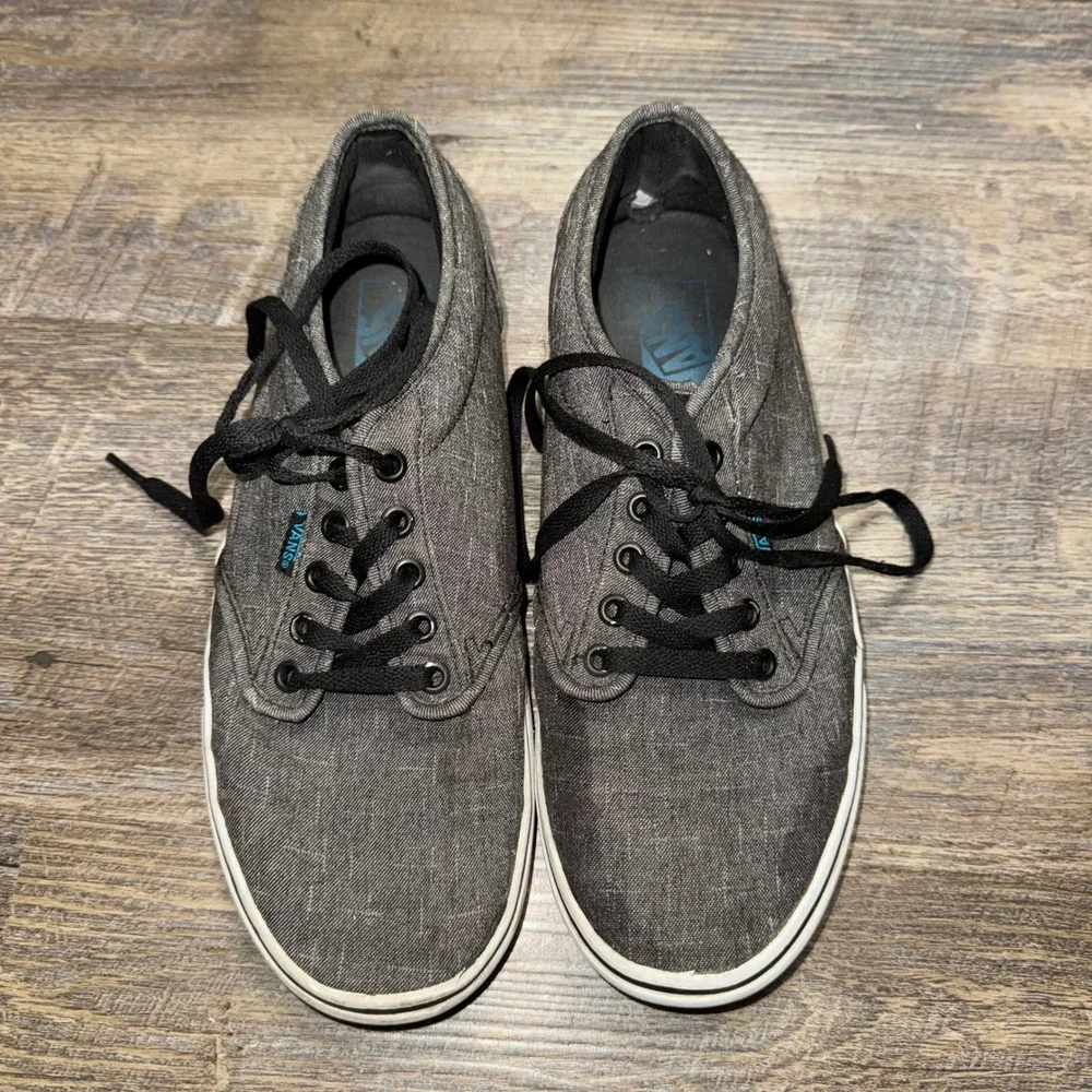 Vans Atwood Gray Chambray Canvas Low Top Skate Shoes Mens 8 Womens 9.5